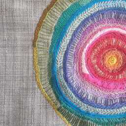 Colorful Hand Embroidery Wall Hanging Rainbow Fiber Art Home Decor - thumbnail 2