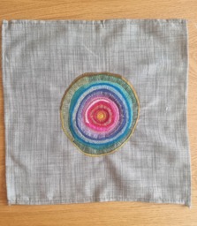Colorful Hand Embroidery Wall Hanging Rainbow Fiber Art Home Decor - thumbnail 1