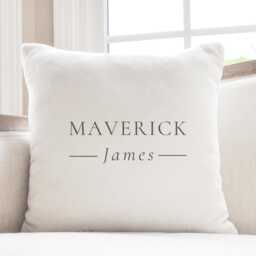 Personalized Boy Name Pillow Cover, Neutral Nursery Decor - thumbnail 1