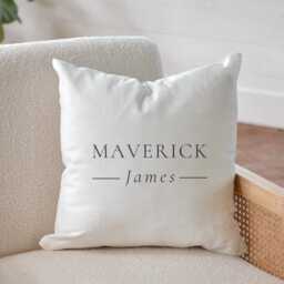 Personalized Boy Name Pillow Cover, Neutral Nursery Decor - thumbnail 2