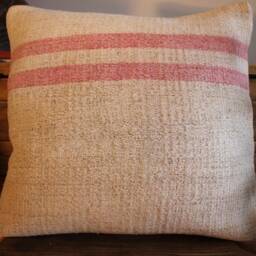 Vintage Kilim Cushion Cover - Handwoven Hemp/Wool, 20 Inch - thumbnail 2