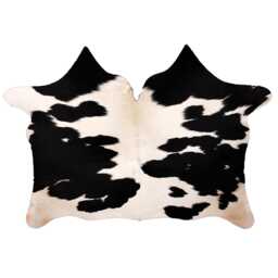 Black & White Cowhide Rug Modern Hair-On Leather Accent - 41x50 Inches - thumbnail 1
