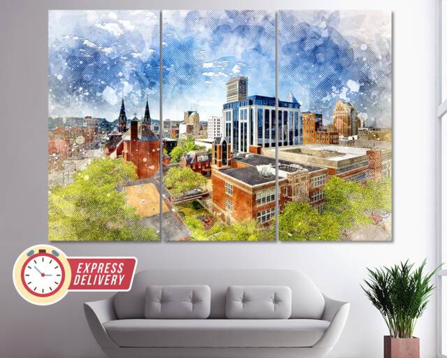 Birmingham Canvas Print, Skyline, Wall Art, Painting, Alabama Canvas, Poster - image 1