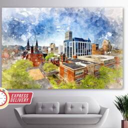 Birmingham Canvas Print, Skyline, Wall Art, Painting, Alabama Canvas, Poster - thumbnail 3