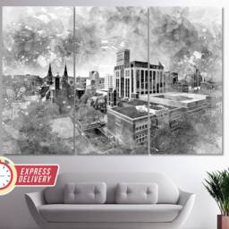 Birmingham Canvas Print, Skyline, Wall Art, Painting, Alabama Canvas, Poster - thumbnail 2