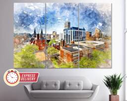 Birmingham Canvas Print, Skyline, Wall Art, Painting, Alabama Canvas, Poster - thumbnail 1