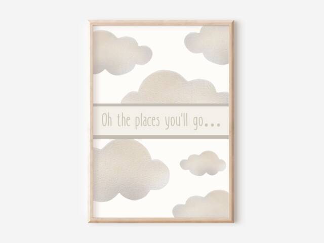 Neutral Cloud Print & Quote, Perfect For A Child's Room, Playroom Or Nursery - Unframed - image 1