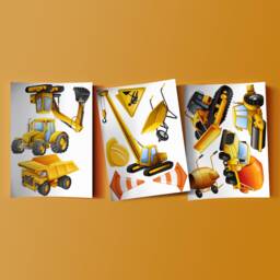 Construction Vehicles Vinyl Wall Art Digger Stickers Decals Kids Room Children's Bedroom - thumbnail 2
