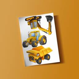 Construction Vehicles Vinyl Wall Art Digger Stickers Decals Kids Room Children's Bedroom - thumbnail 3