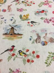 Easter Curtains Retro Style Cafe Kitchen Valance Panels Digital Printed Fabric Custom Spring - thumbnail 1