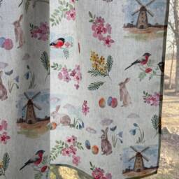 Easter Curtains Retro Style Cafe Kitchen Valance Panels Digital Printed Fabric Custom Spring - thumbnail 4
