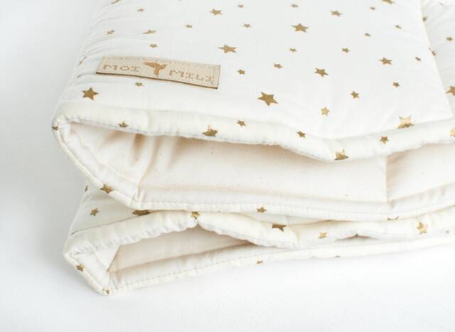 "Linen & Cotton Round Mat ""Gold Stars" - image 1