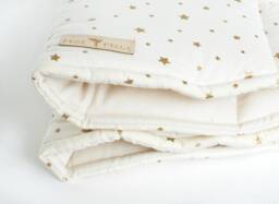"Linen & Cotton Round Mat ""Gold Stars"
