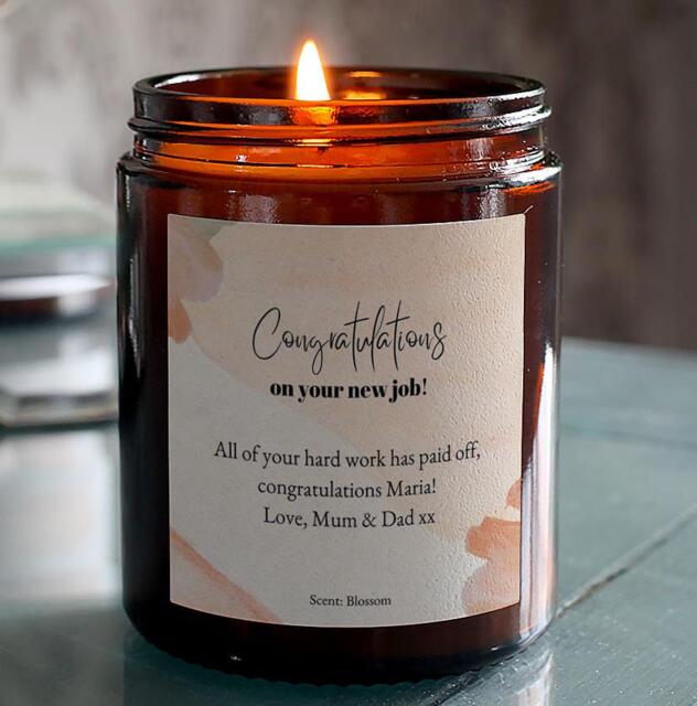 Personalised New Job Candle Gift, Congratulations Gift For Job, Custom Message Candle, Present, Promotion Idea - image 1