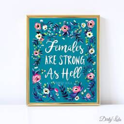 Females Are Strong As Hell - Art Print Painting Kimmy Schmidt Floral Folk Feminist Unbreakable - thumbnail 2