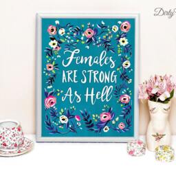 Females Are Strong As Hell - Art Print Painting Kimmy Schmidt Floral Folk Feminist Unbreakable - thumbnail 3