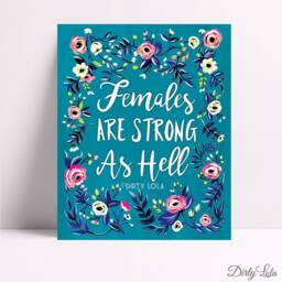 Females Are Strong As Hell - Art Print Painting Kimmy Schmidt Floral Folk Feminist Unbreakable - thumbnail 1
