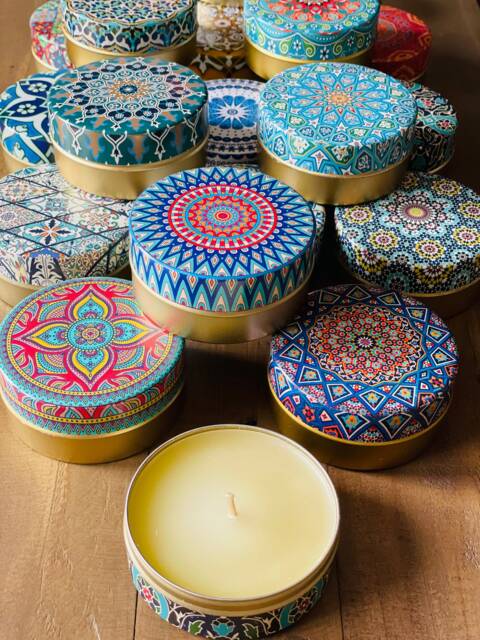 Candles - Scented Candles Gift in Decorative Box Mediterranean Patterns Housewarming Wedding Meditation Christmas Gifts - image 1