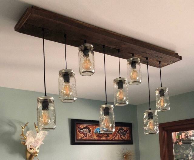 The Wise Owl Rustic Barn Wood Mason Jar Chandelier - image 1