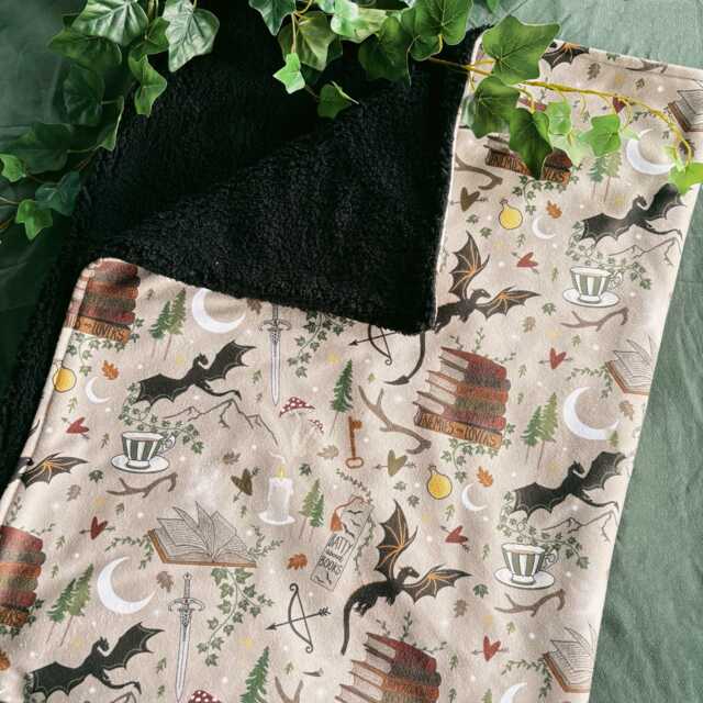 Blanket - Bookish Fantasy Pattern Throw Dragons Cosy Readers Books - 4 Week Turnaround - image 1