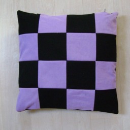 Black & Purple Patchwork Style Cushion Cover - thumbnail 3