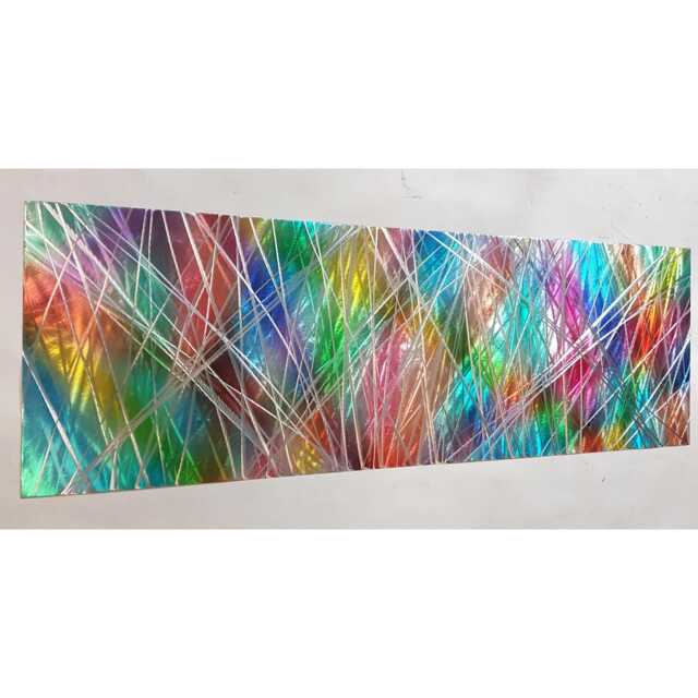Modern, Abstract, Contemporary Metal Wall Art, 3D Effect, By R Toomer Art. Titled Fractured Rainbow. Indoor/Outdoor.. Multi Coloured - image 1