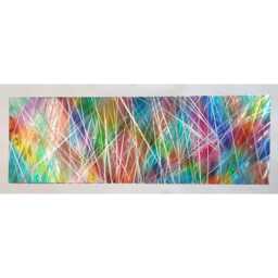 Modern, Abstract, Contemporary Metal Wall Art, 3D Effect, By R Toomer Art. Titled Fractured Rainbow. Indoor/Outdoor.. Multi Coloured - thumbnail 2