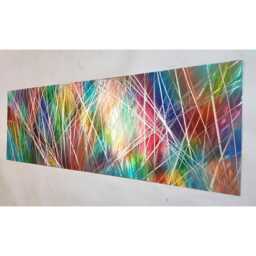 Modern, Abstract, Contemporary Metal Wall Art, 3D Effect, By R Toomer Art. Titled Fractured Rainbow. Indoor/Outdoor.. Multi Coloured - thumbnail 3