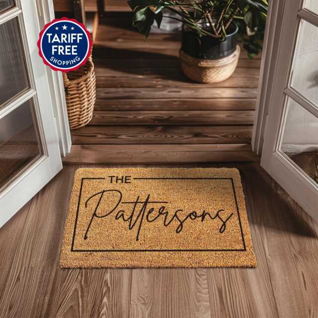 Custom Personalized Coir Doormat - Customized Door Mat Housewarming Gift Decorative Closing Last Name Rug Family - image 1