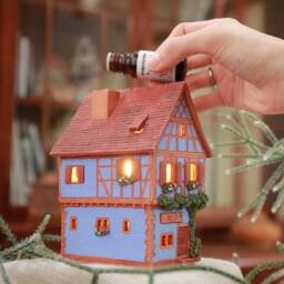 Midene Ceramic House Tea Light Candle Holder Home Decor Handmade Clay Miniature Replica Of The Original Winstub Alsace B255 Tiny House - thumbnail 2