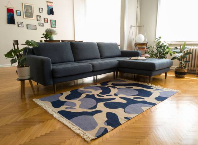 Handwoven Wool Kilim Rug Art Deco Flatweave Tapestry - image 1