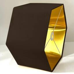 New Luxury Premium Quality Dark Brown Hexagon Velvet Lamp Shade Pendant Light With Metallic Lining - thumbnail 2
