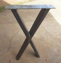 Single One X Design Metal Breakfast Bar High Table Leg 90cm- 110cm & 30-90cm Wide - Self Colour Clear Lacquer -Black Finish
