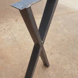 Single One X Design Metal Breakfast Bar High Table Leg 90cm- 110cm & 30-90cm Wide - Self Colour Clear Lacquer -Black Finish - thumbnail 3
