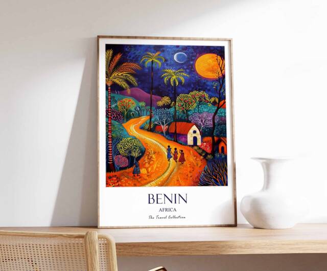 Benin Poster, West Africa Travel Beach Culture Print, African Print - image 1