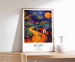 Benin Poster, West Africa Travel Beach Culture Print, African Print - thumbnail 1