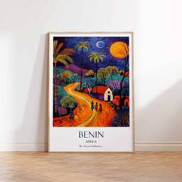 Benin Poster, West Africa Travel Beach Culture Print, African Print - thumbnail 2