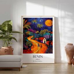 Benin Poster, West Africa Travel Beach Culture Print, African Print - thumbnail 3
