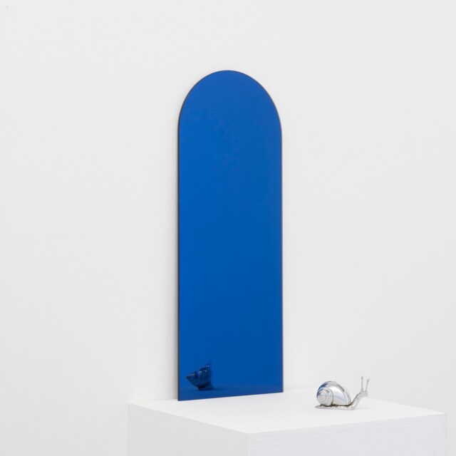 Arcus??? Arch Shaped Minimalist Blue Tinted Frameless Mirror, Customisable - image 1