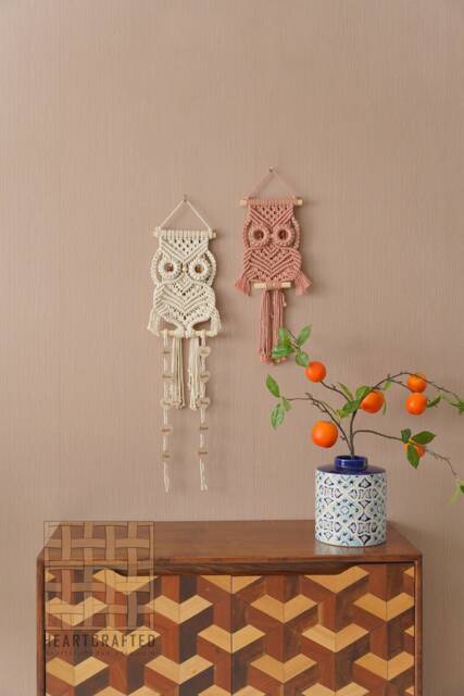 Custom Macrame Owl, Owl Wall Hanging, Unique Gift, Master Bedroom Decor, Boho Nursery Art, Aesthetic Modern Decor W70 - image 1