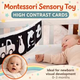 Montessori Black & White Baby Sensory Cards - High Contrast Newborn Toy Shower Gift Visual Stimulation 0-3 Months - thumbnail 1