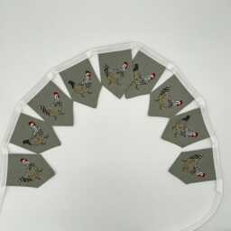 Chicken Mini Bunting, Grey, Fabric Wall Hanging Decoration - thumbnail 2