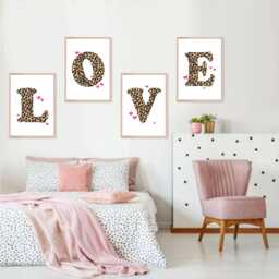 Love Letters Wall Art Leopard Print Teen Girl Bedroom Prints, Cheetah Decor - thumbnail 4