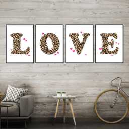Love Letters Wall Art Leopard Print Teen Girl Bedroom Prints, Cheetah Decor - thumbnail 2