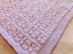 Pretty Hand Knitted Baby Blanket ~ Lace Design Lightweight/Easy Care Acrylic - thumbnail 1