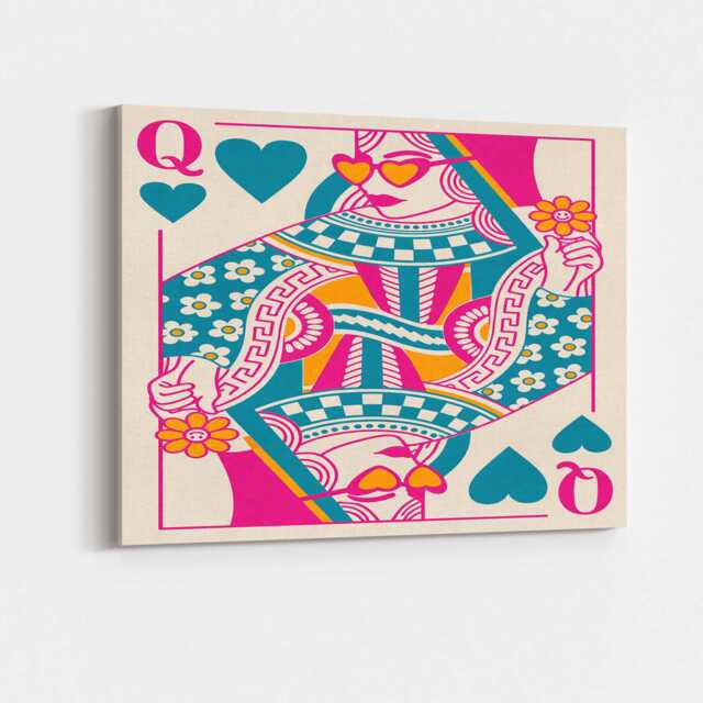 Queen Of Hearts Canvas Wall Art Maximalist Playing Card Print Luxury Gothic Red Pink Statement Decor Bedroom Living Room Artwork Gift Idea - image 1