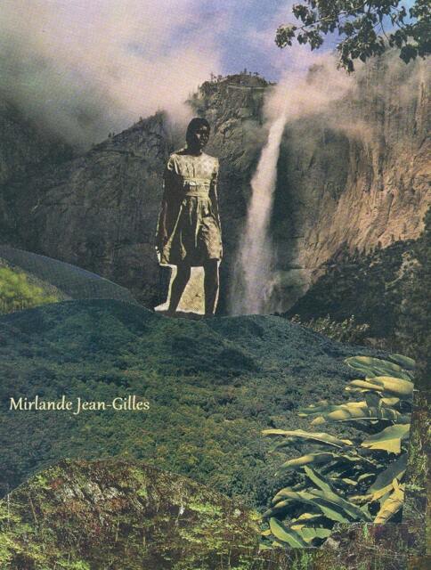Girl Mountain & Waterfall Collage Print African American Art