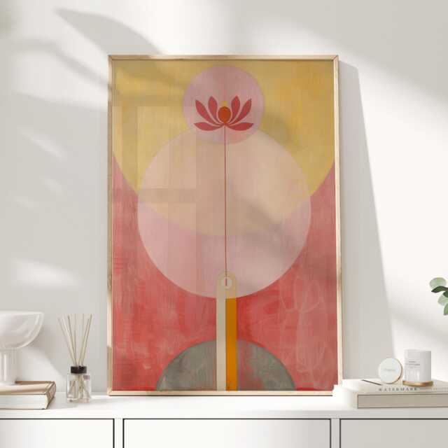 Hilma Af Klint Abstract Art Print, Spiritual Geometric Wall Art, Soft Pink Yellow Modern Poster - image 1