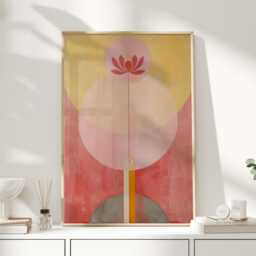 Hilma Af Klint Abstract Art Print, Spiritual Geometric Wall Art, Soft Pink Yellow Modern Poster - thumbnail 1