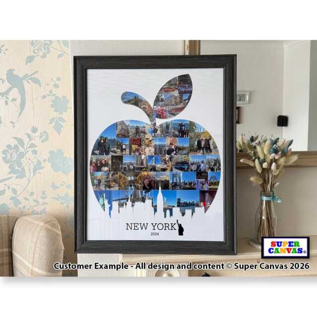 New York Big Apple City Family Holiday Travel Picture Photo Board Collage Wall Art Framed Canvas & Print Birthday Anniversary Gift - image 1